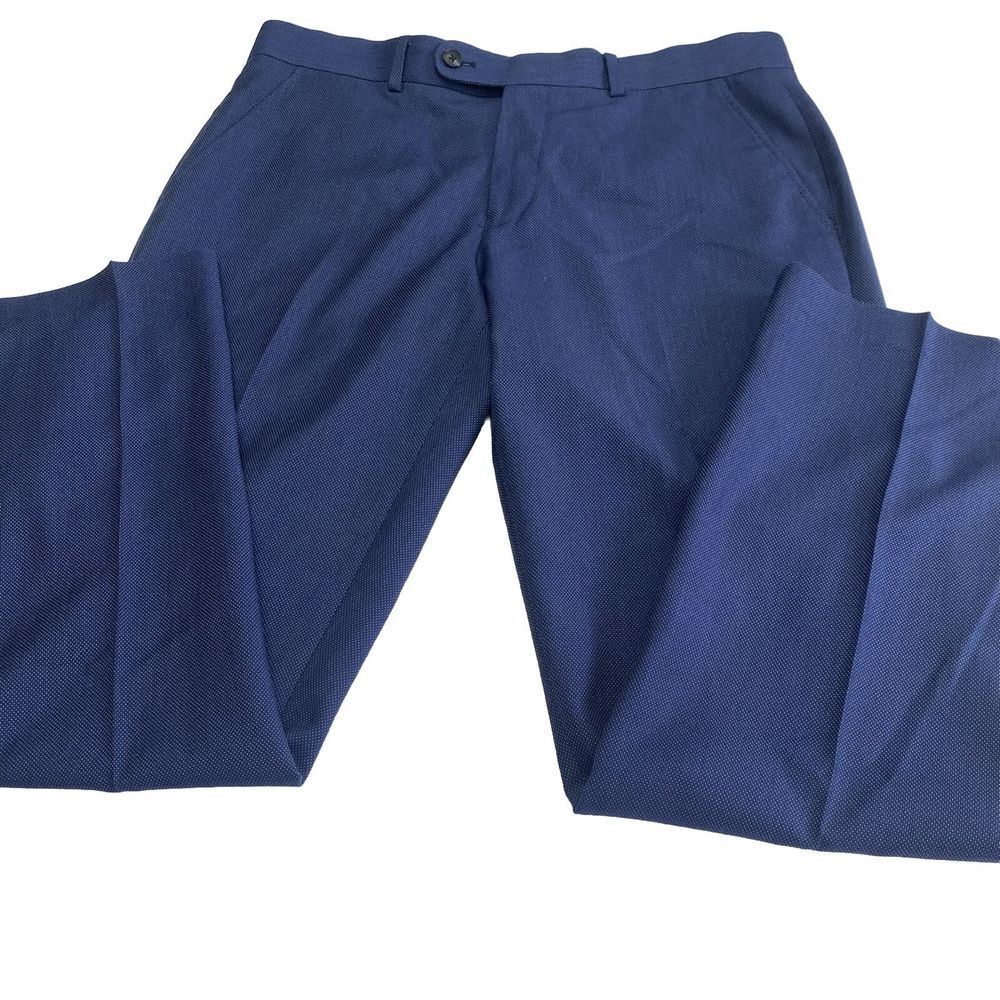 Perry Ellis Portfolio Women Blue Dress Pants 34WX30L Pockets‎ Pre Owned